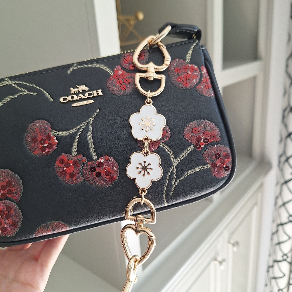 NWT Coach Nolita 19 In Signature Canvas With Cherry Print Plus Extended Chain - Picture 9 of 12